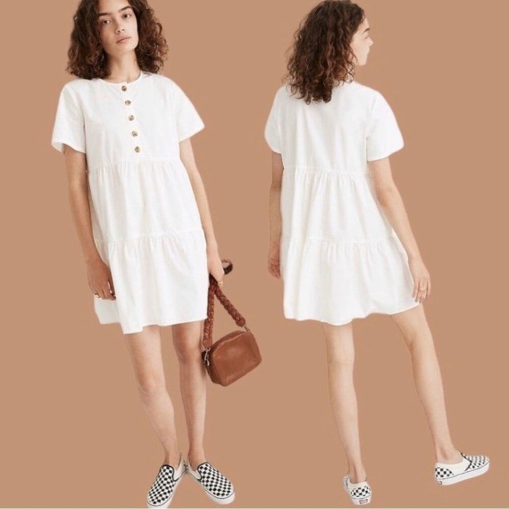 Madewell Ivory Tiered Boho Short Sleeve Dress EUC size XS